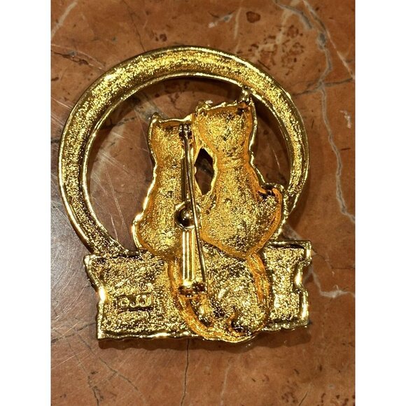 JJ JONETTE Pin Brooch Gold Cat Kitten Lovebirds Moon DOGS ARTICULATE TAIL LOT 3 - Picture 9 of 11